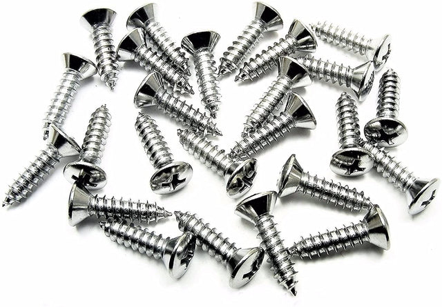 #10 x 3/4" Phillips Oval Head Chrome Trim Screws #10 Head (Qty-25) #2055