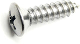 #10 x 3/4" Phillips Oval Head Chrome Trim Screws #10 Head (Qty-25) #2055