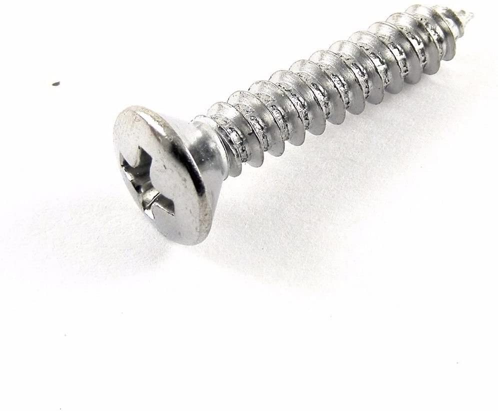 #10 x 1" Phillips Oval Head Chrome Trim Screws #10 Head (Qty-25) #2056