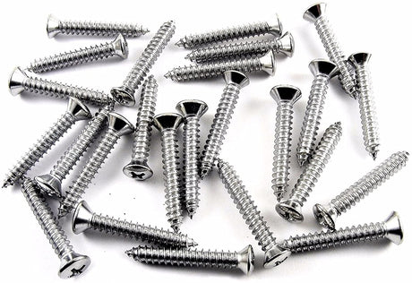 #10 x 1-1/4" Phillips Oval Head Chrome Trim Screws #10 Head (Qty-25) #2057