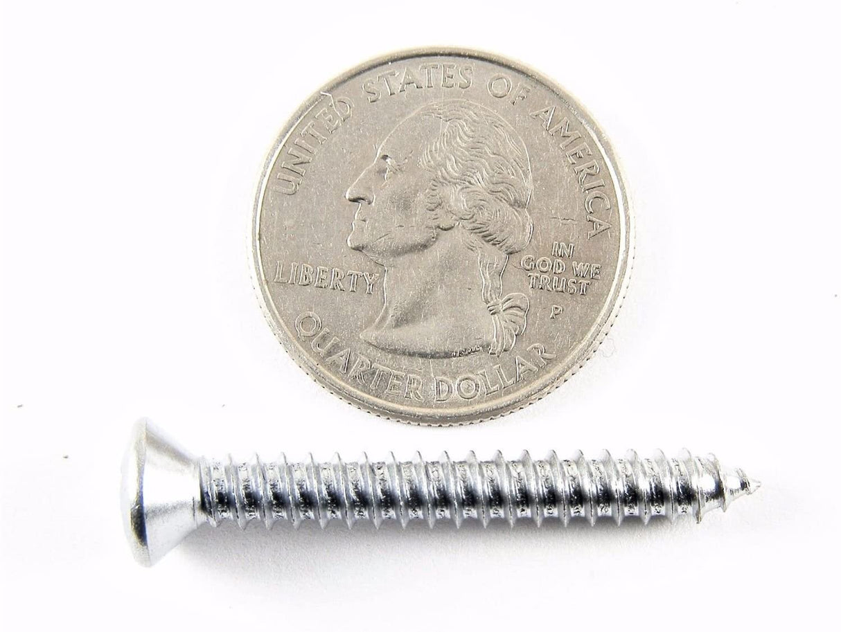 #10 x 1-1/2" Phillips Oval Head Chrome Trim Screws #10 Head (Qty-25) #2058