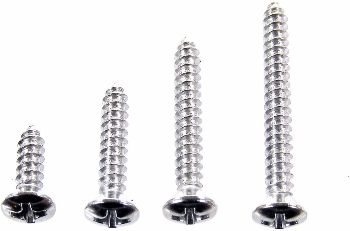 Chrome #6 Phillips Oval Head Trim Screws 1/2 to 1-1/4 Qty-100 #2075 (2006-2009)