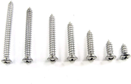 Chrome #8 Phillips Oval Head Trim Screws 3/8 to 1-3/4 Qty-175 (2015-2021) #2079