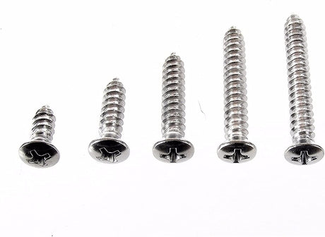 Chrome #10 Phillips Oval Head Screws 1/2" to 1-1/2" Long #2092 (2044-2048)