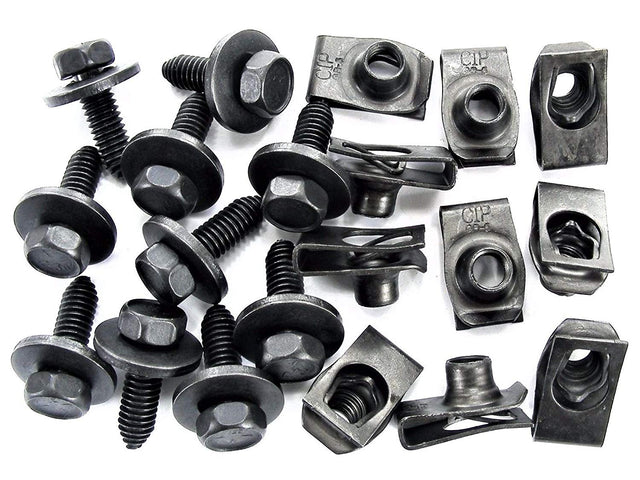 Body Bolts & U-Nut Clips 5/16-18 x 1" Long- 1/2 Hex- 20 Pcs (1907/1930) #2113