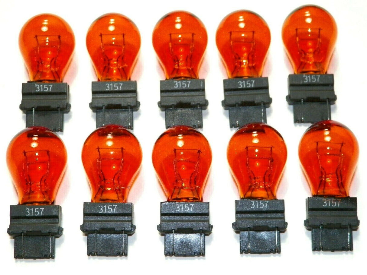 #3157 Amber Parking Light Turn Signal & Brake Push In Bulbs (10 PK) #2155