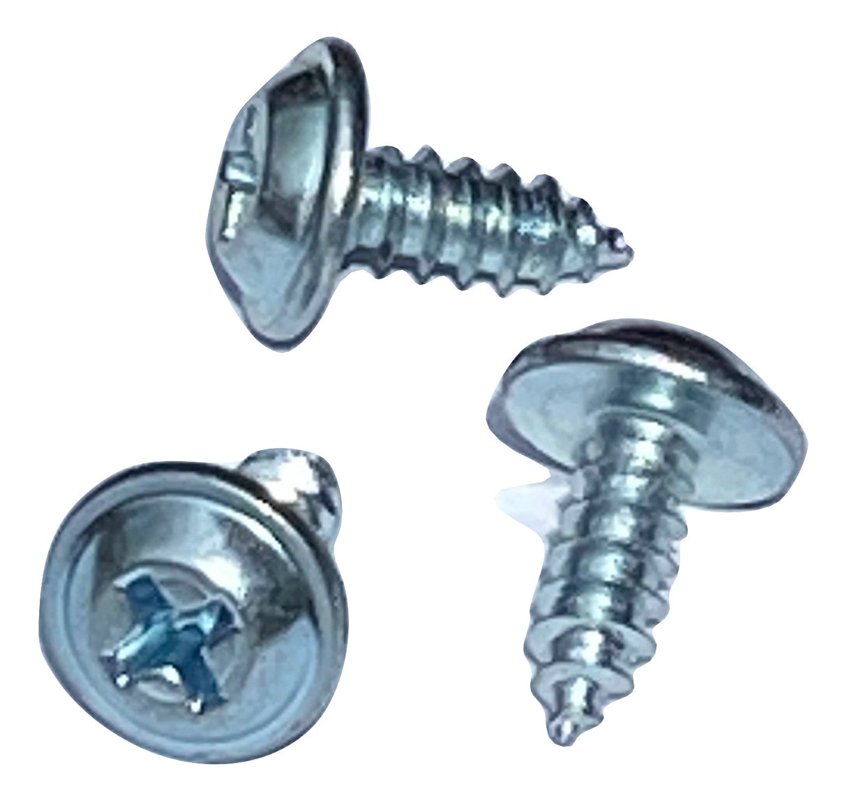 #10 X 1/2" Phillips Flat Top Washer Head Trim Screws Silver Zinc Finish (Qty-25) #969