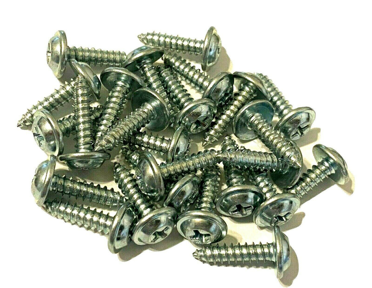 #10 X 3/4" Phillips Trim Screws Flat Top Washer Head Zinc Finish (Qty-25) #971