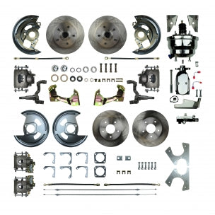 67 - '69 F Body GM, 8" Chrome Booster, Non-Staggered Rear, Black Best of Show - Power 4 Wheel Disc Conversion Kit #AFXDC42CSX