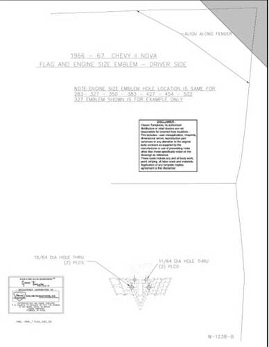 66-67 Nova Std V8 Fender Flag Emblem Template Kit #W-1238