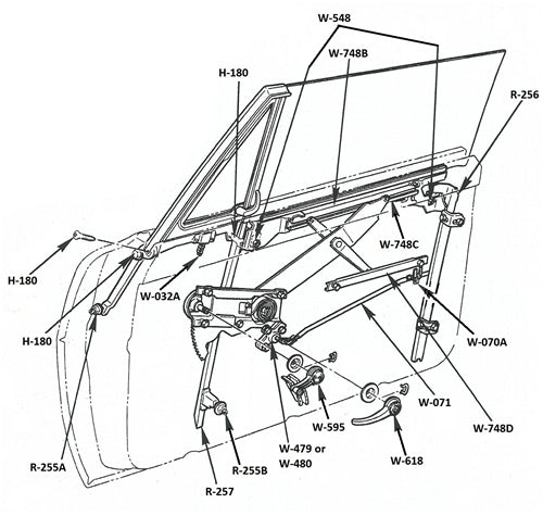 67 Camaro Firebird 62-67 Nova (2 DR) Inner Door Sash - LH or RH (Sold as Each) #W-748D