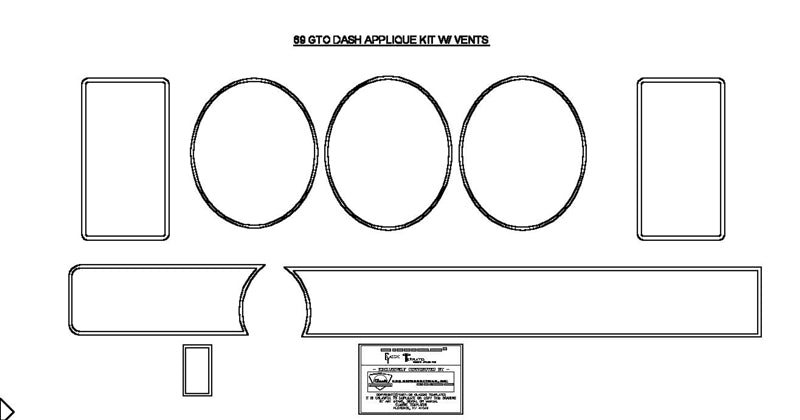 69 GTO Dash Instrument Bezel Applique 8pc Set #W-892