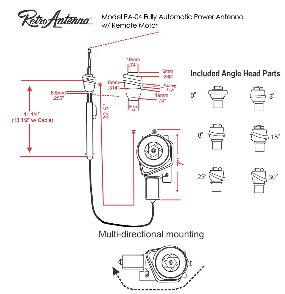 1971-72 Dodge Demon Fully Automatic Power Antenna #PM-6874-19DEM